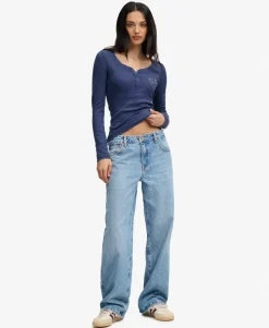 Athletic Button Down Long Sleeve Top