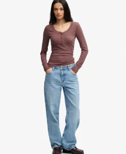 Athletic Button Down Long Sleeve Top