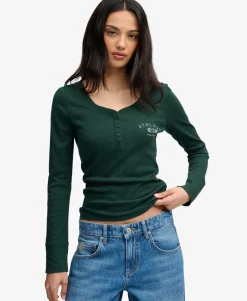 Athletic Button Down Long Sleeve Top
