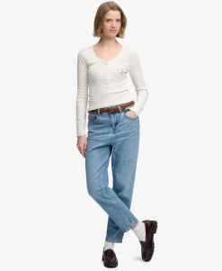 Athletic Button Down Long Sleeve Top