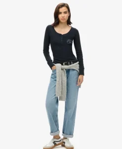 Athletic Button Down Long Sleeve Top
