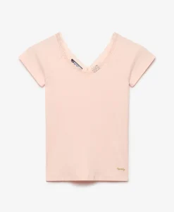 Athletic Essential Lace Trim V-Neck T-Shirt