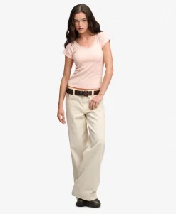 Athletic Essential Lace Trim V-Neck T-Shirt