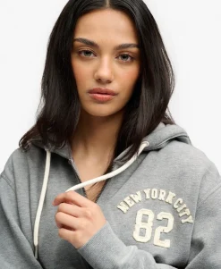 Athletic Essential Relaxed Crop Zip Hoodie