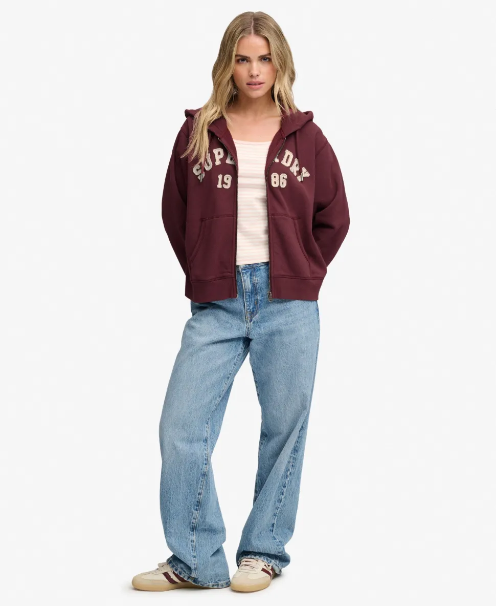Athletic Essential Relaxed Crop Zip Hoodie