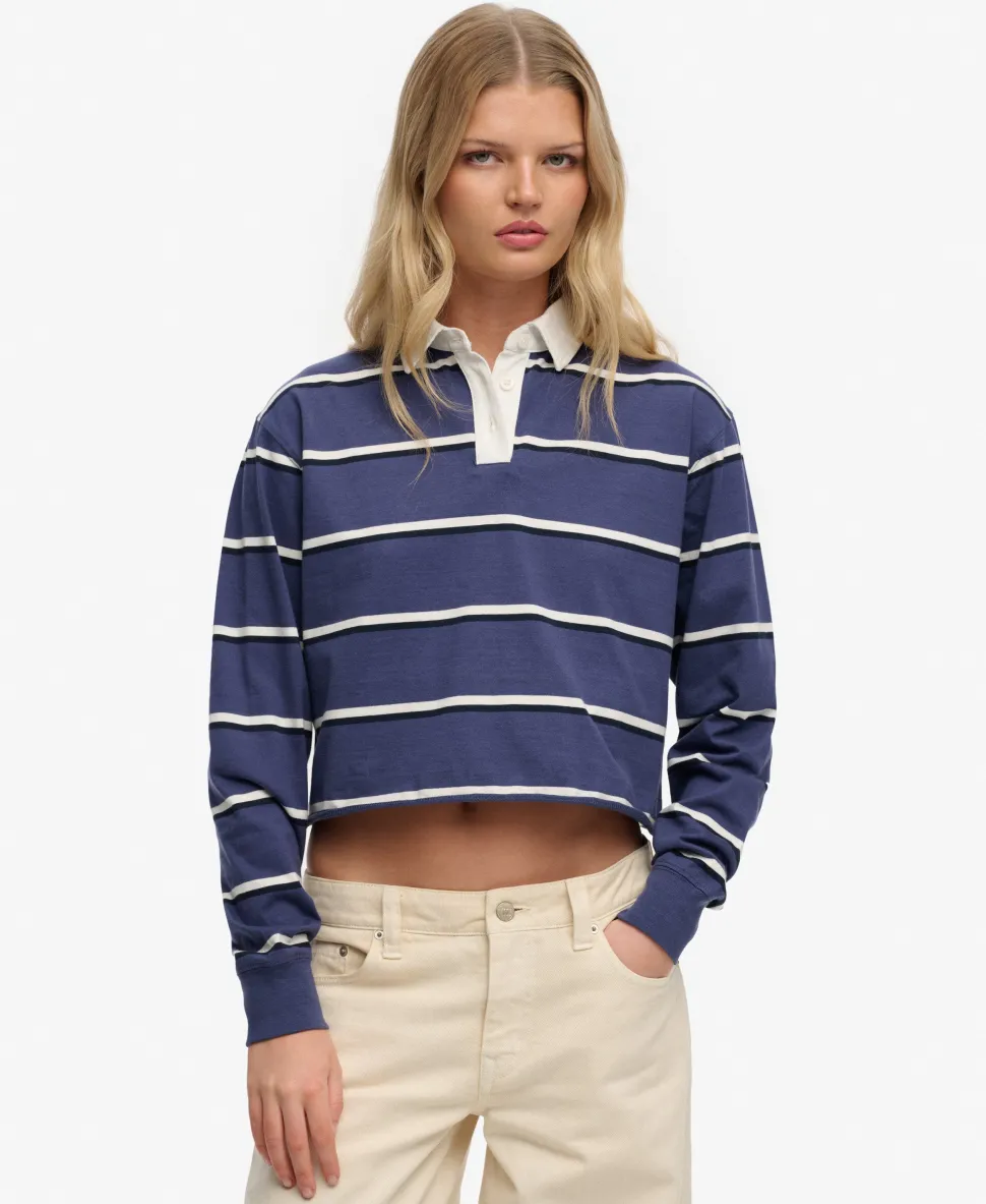 Athletic Essentials Cropped Stripe Rugby Top