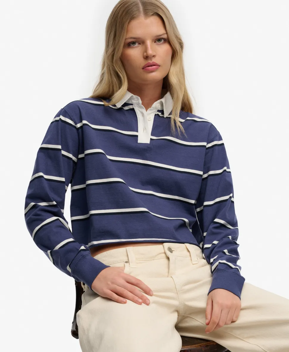 Athletic Essentials Cropped Stripe Rugby Top