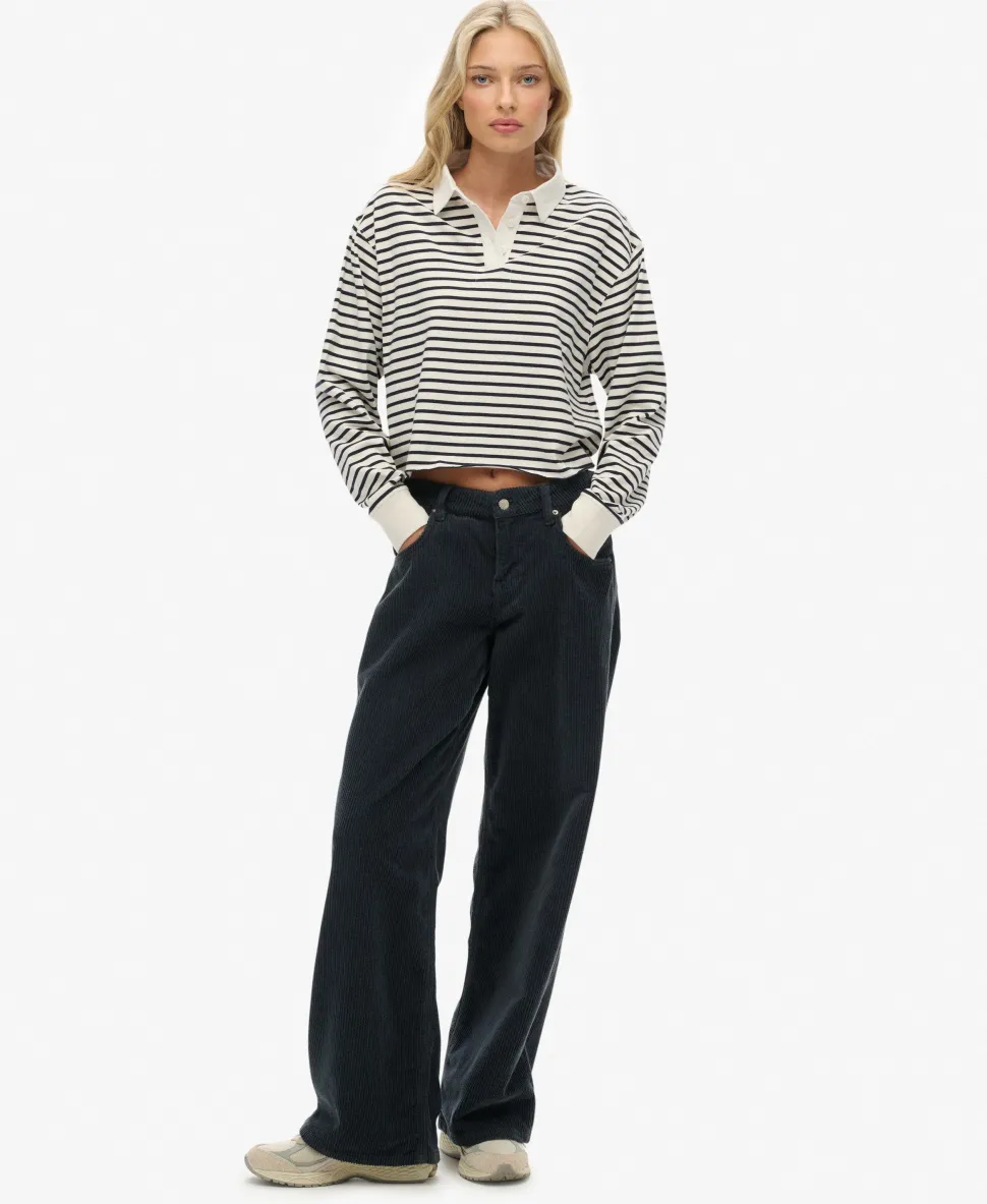 Athletic Essentials Cropped Stripe Rugby Top