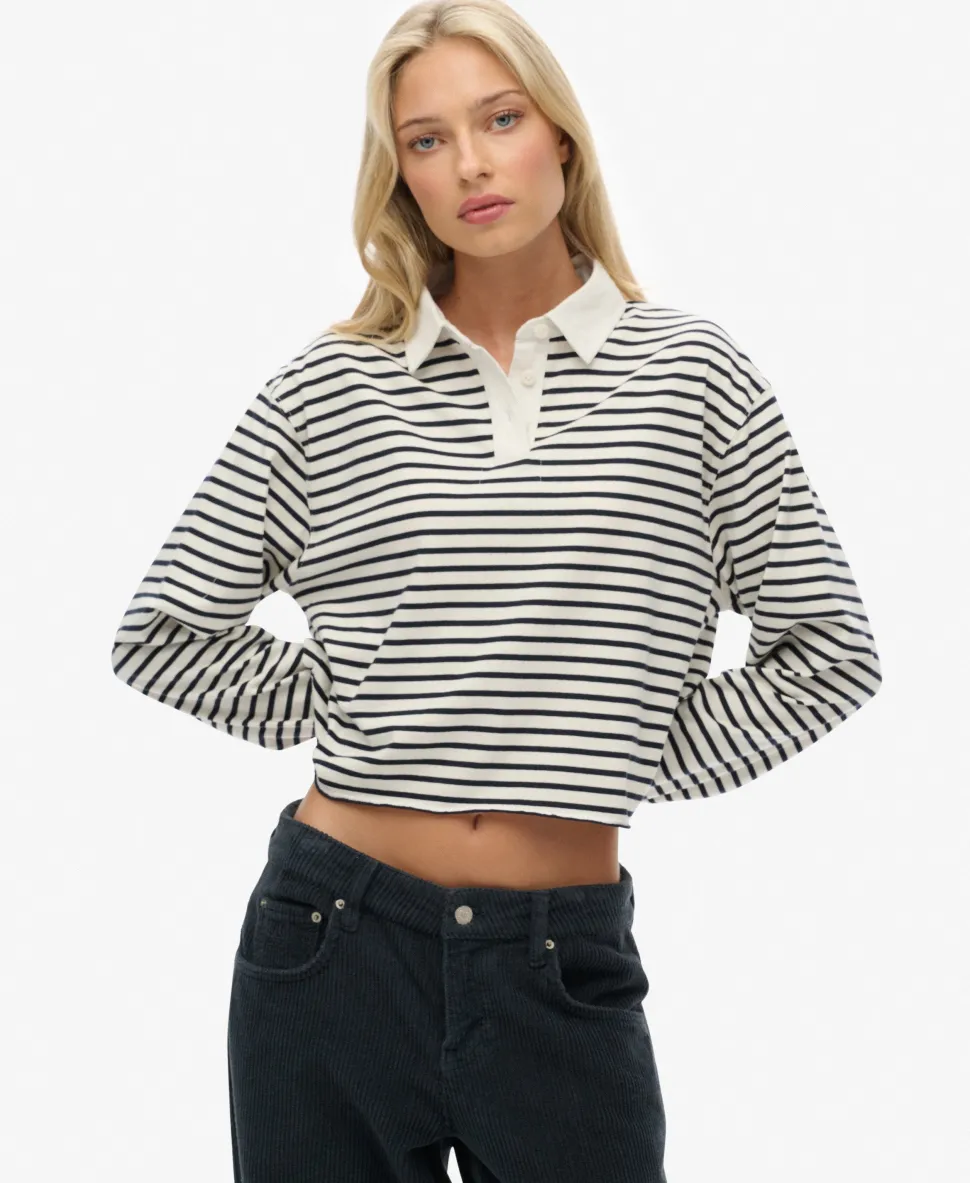 Athletic Essentials Cropped Stripe Rugby Top