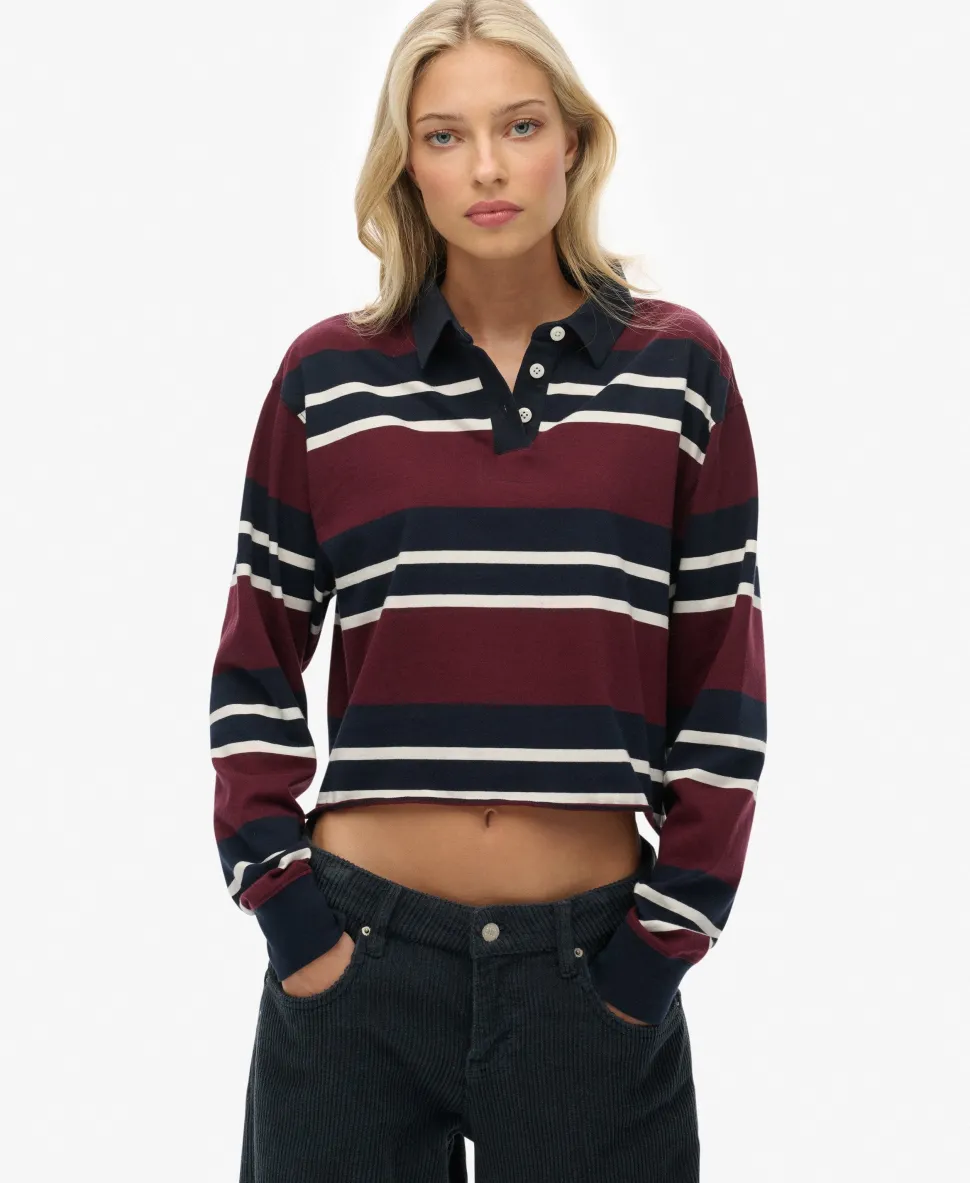 Athletic Essentials Cropped Stripe Rugby Top