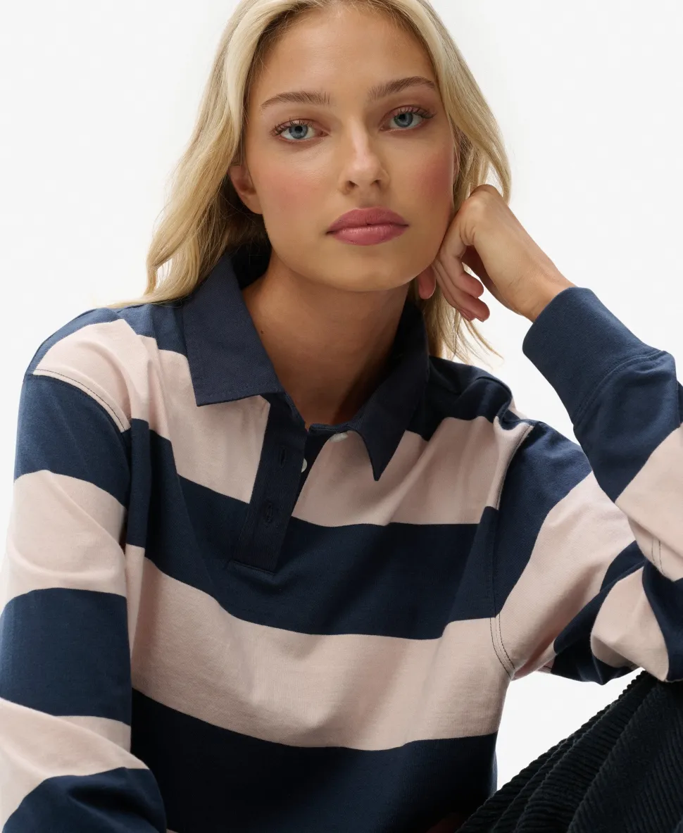 Athletic Essentials Cropped Stripe Rugby Top