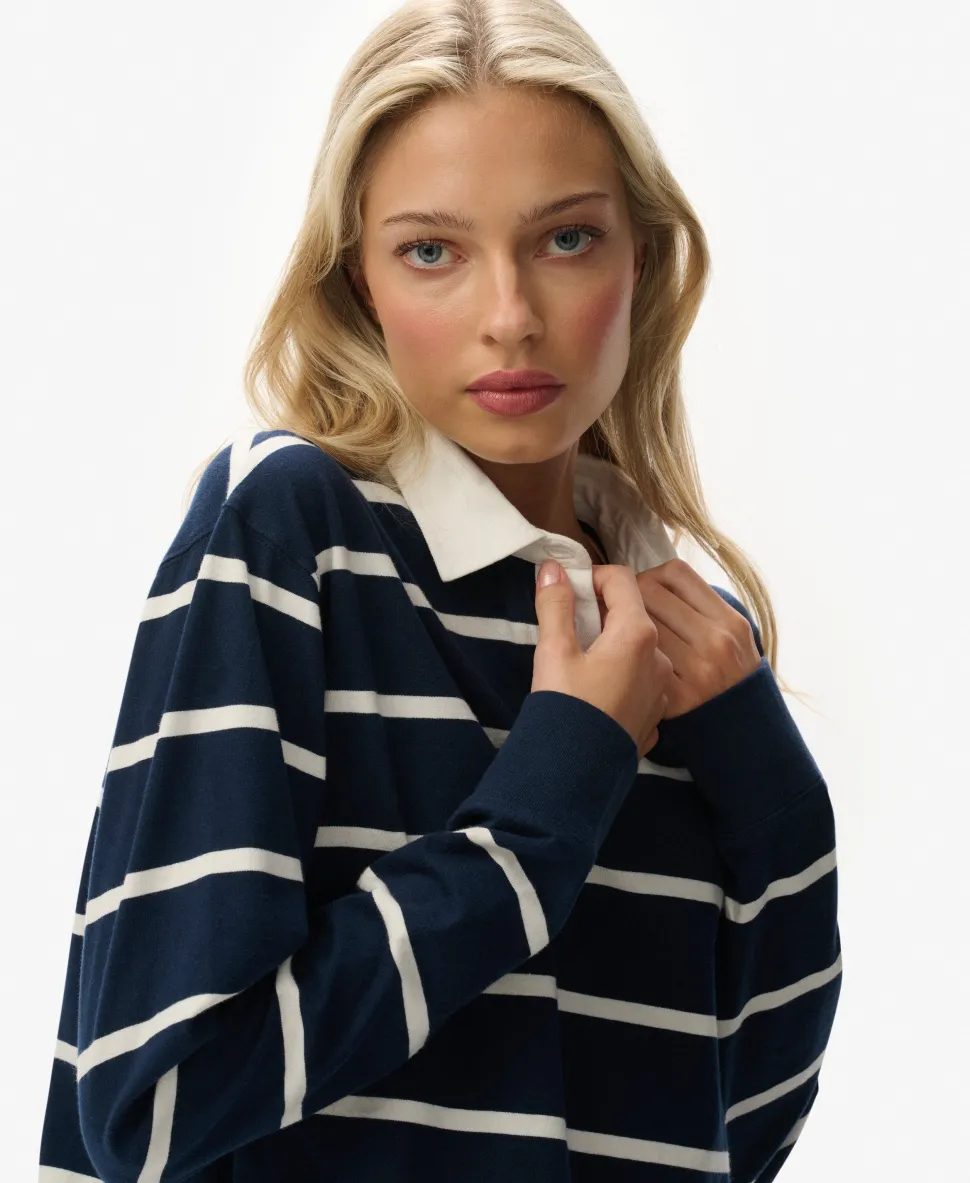 Athletic Essentials Cropped Stripe Rugby Top