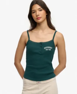 Athletic Essentials Embroidered Button Cami Top
