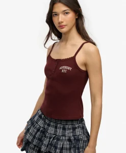 Athletic Essentials Embroidered Button Cami Top