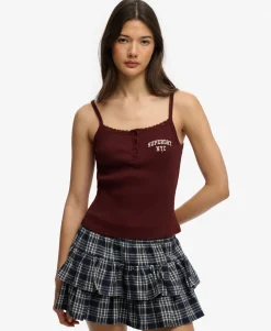 Athletic Essentials Embroidered Button Cami Top