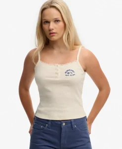 Athletic Essentials Embroidered Button Cami Top