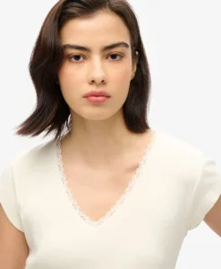 Athletic Essentials Lace Trim V-Neck Top