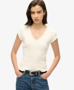 Athletic Essentials Lace Trim V-Neck Top