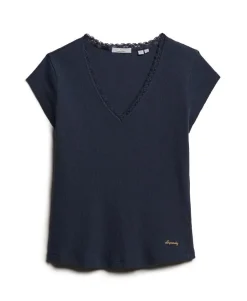 Athletic Essentials Lace Trim V-Neck Top