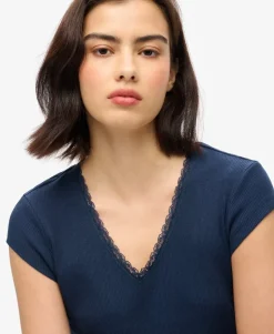 Athletic Essentials Lace Trim V-Neck Top
