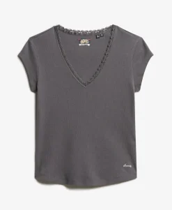 Athletic Essentials Lace Trim V-Neck Top