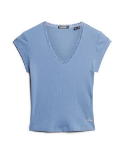 Athletic Essentials Lace Trim V-Neck Top