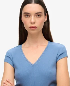 Athletic Essentials Lace Trim V-Neck Top