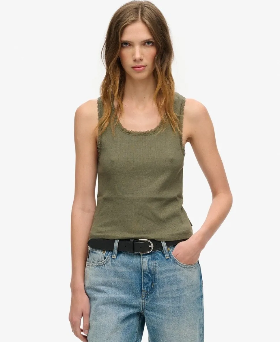 Athletic Essentials Vintage Lace Trim Vest Top