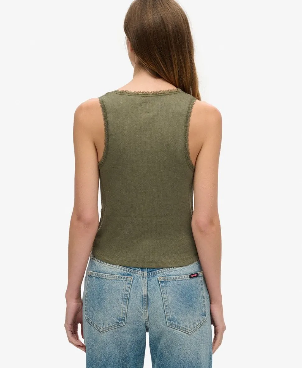 Athletic Essentials Vintage Lace Trim Vest Top