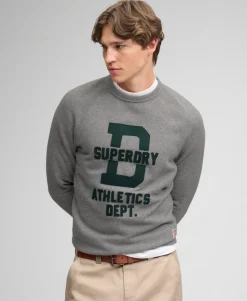 Athletic Felt Applique Crew Neck Sweatshirt
