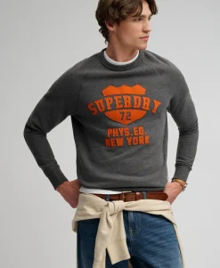 Athletic Felt Applique Crew Neck Sweatshirt