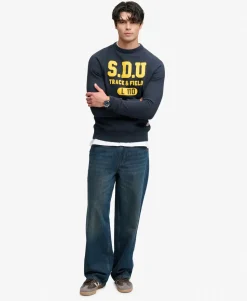 Athletic Felt Applique Crew Neck Sweatshirt