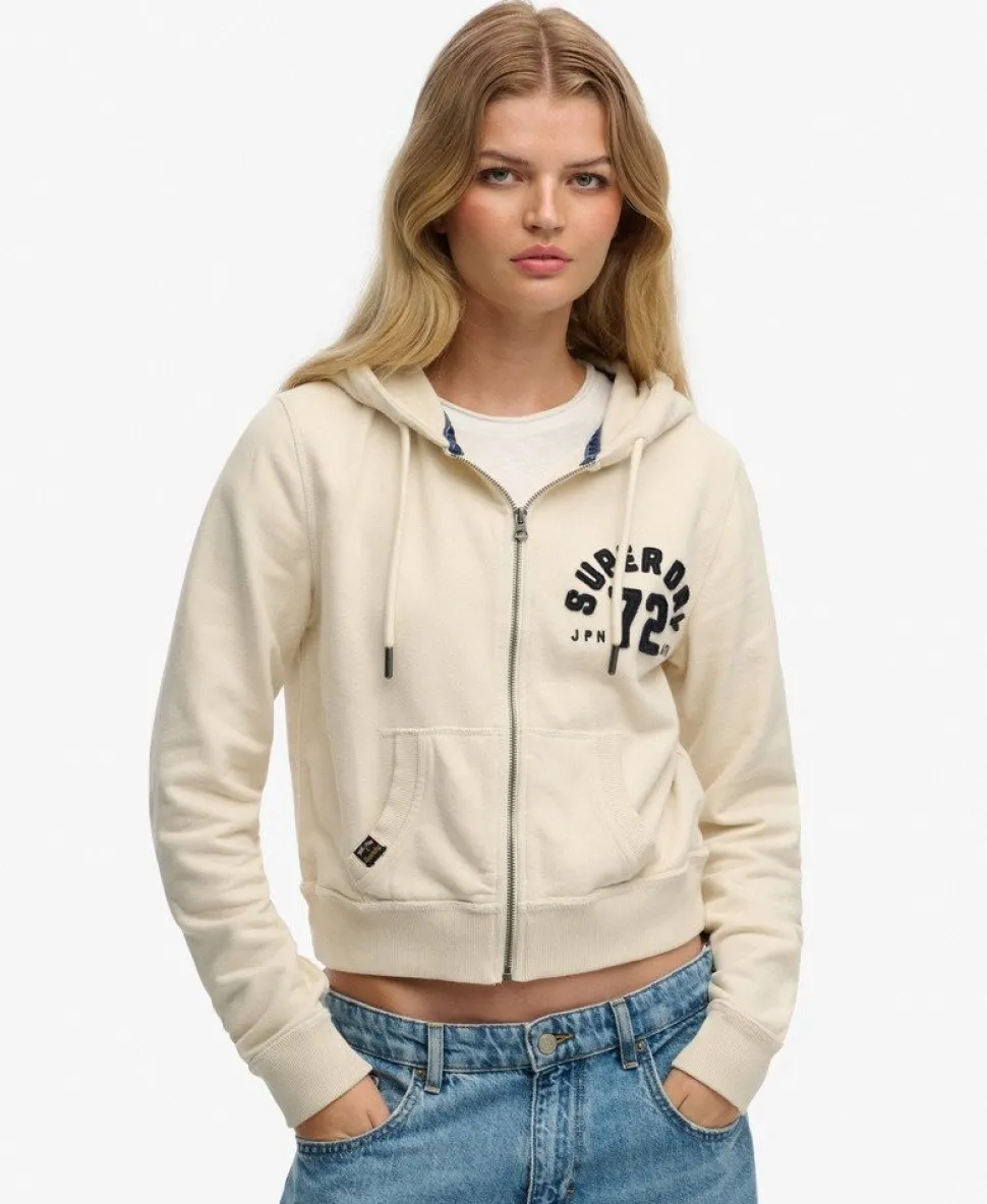 Athletic Relaxed Crop Zip Hoodie