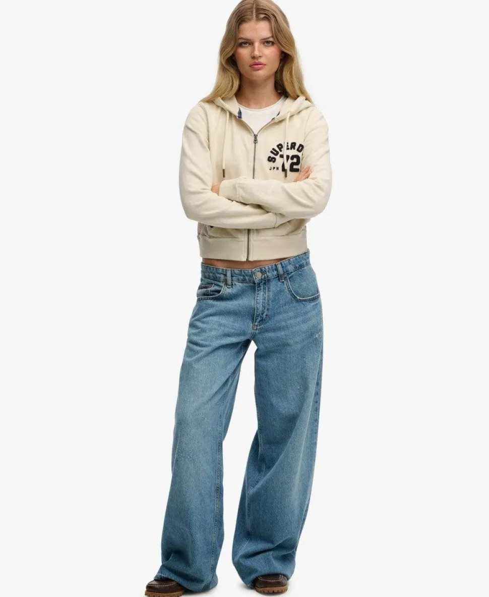 Athletic Relaxed Crop Zip Hoodie