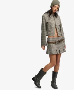 Bench Double Zip Collared Check Jacket