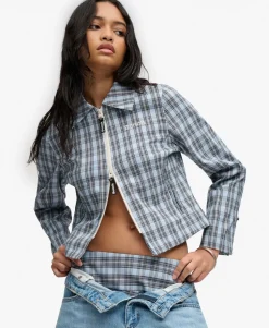 Bench Double Zip Collared Check Jacket