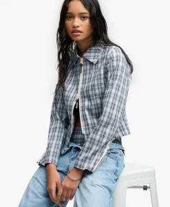 Bench Double Zip Collared Check Jacket