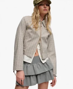 Bench Double Zip Collared Check Jacket
