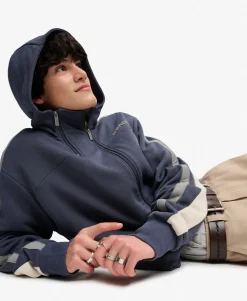 Bench Double Zip Hooded Stripe Sweatshirt