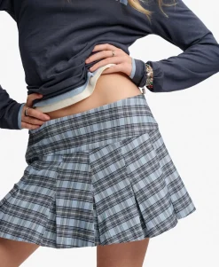 Bench Logo Pleated Check Mini Skirt