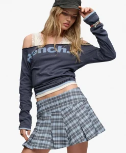 Bench Logo Pleated Check Mini Skirt