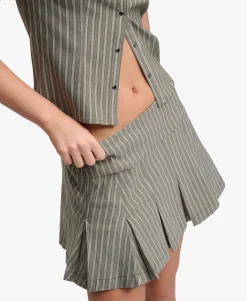 Bench Logo Pleated Stripe Mini Skirt