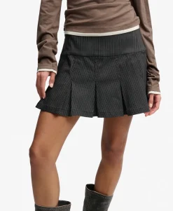 Bench Logo Pleated Stripe Mini Skirt