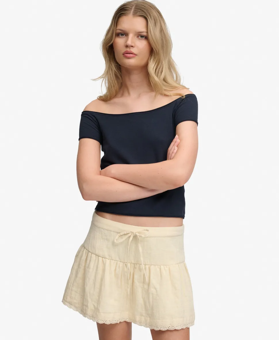 Broderie Trim Mini Skirt