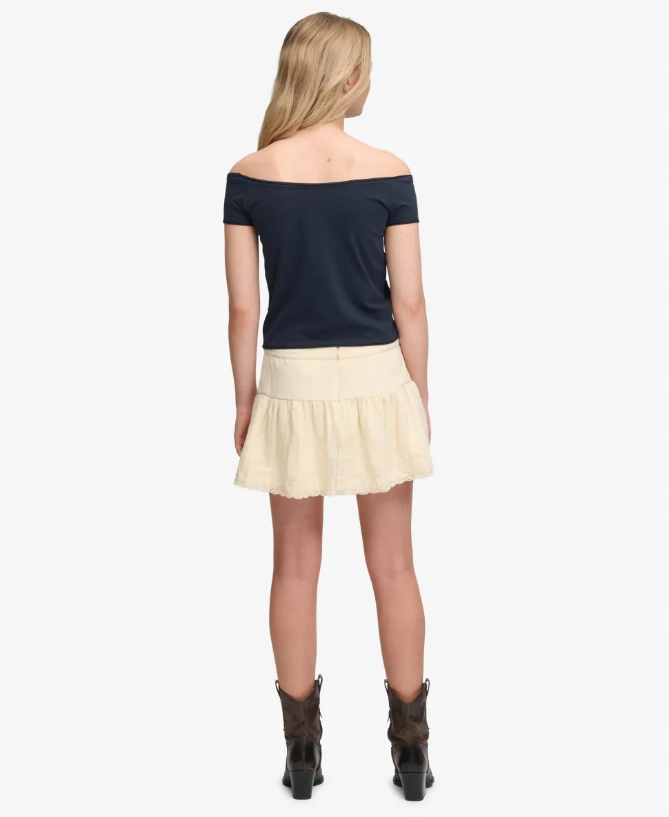 Broderie Trim Mini Skirt