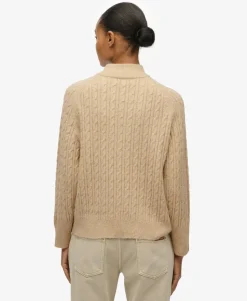 Brushed Cable Knit Henley Jumper