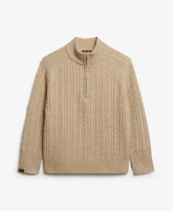 Brushed Cable Knit Henley Jumper