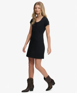 Button Through Short Sleeve Mini Dress