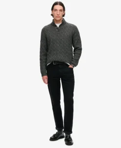 Cable Button Neck Jumper