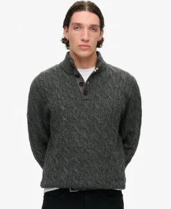 Cable Button Neck Jumper
